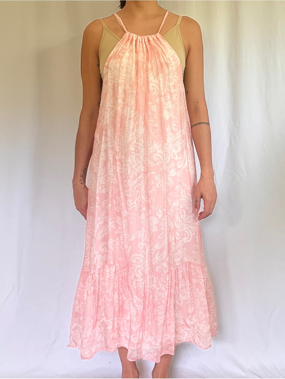 Rosemarine Made in Italy Light Pink Paisley Maxi Dress